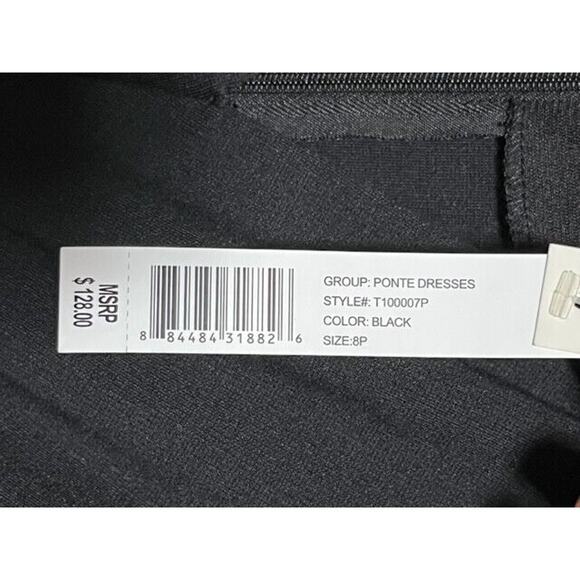 Adrienne Vittadini Dress 8 Petite Sheath Sleeveless Twist Front Ponte Black - Picture 10 of 10